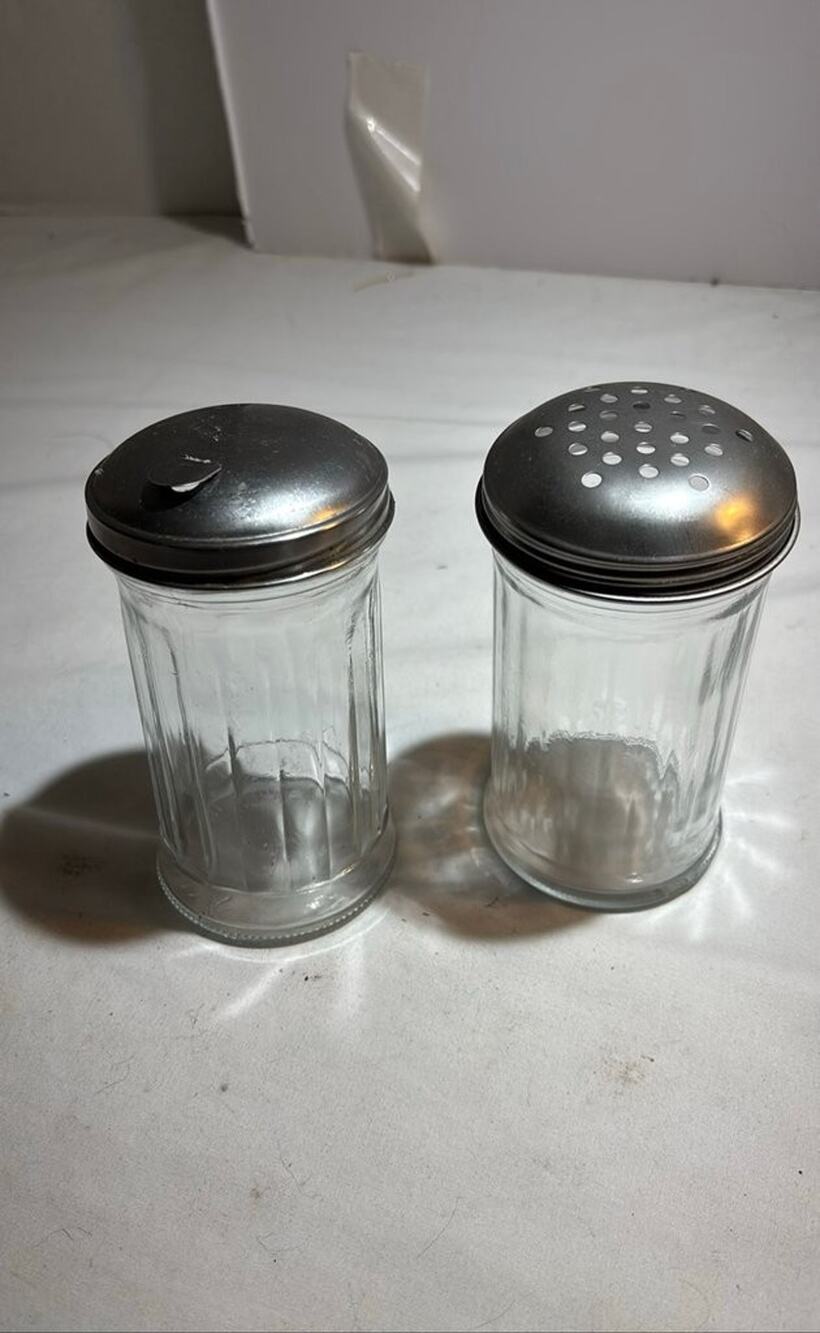 Vintage Glass Sugar and Cheese Shaker Set
